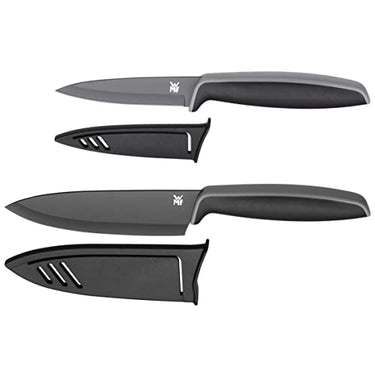 WMF Touch Messerset 2-teilig, Küchenmesser mit Schutzhülle, Spezialklingenstahl antihaftbeschichtet, scharf, Kochmesser, Gemüsemesser, schwarz im Sale